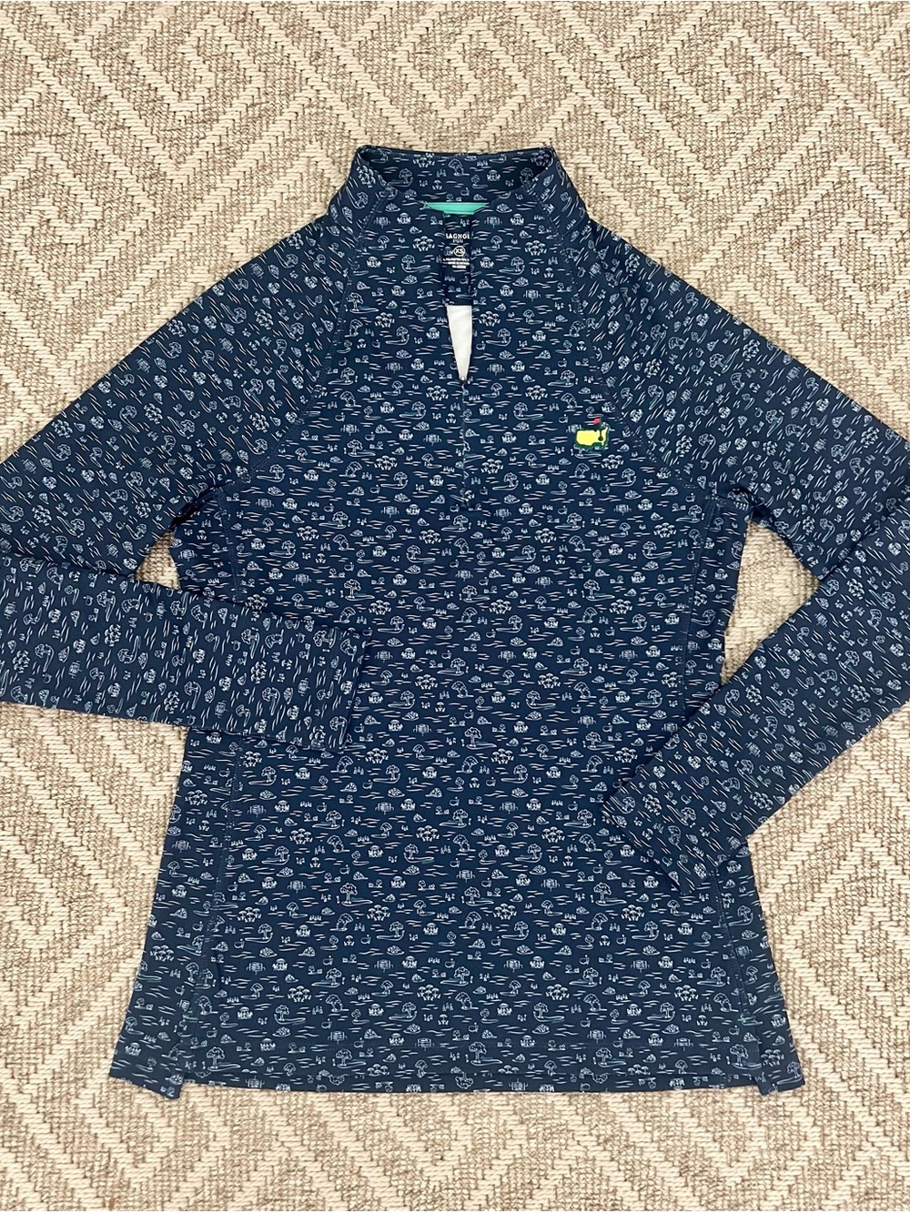 Magnolia Lane tech Masters Navy Patterned Long-Sleeve Quarter-Zip Pullover